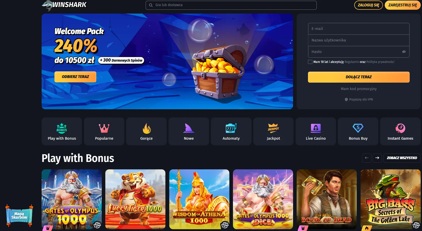 WinShark: Potęga Bonusu – Oferta Specjalna WinShark: Potęga Bonusu